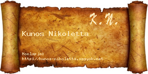Kunos Nikoletta névjegykártya